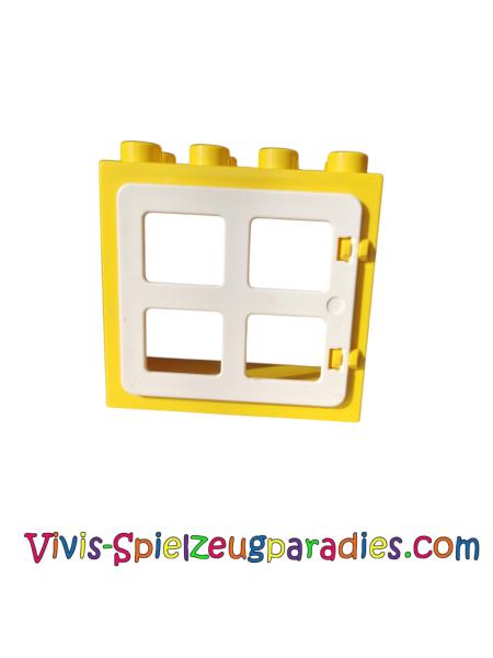 Lego Duplo Tür-/Fensterrahmen 2 x 4 x 3 flache Frontfläche, komplett offene Rückseite (61649-90265) Gelb/ Weiß